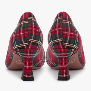 Tartan Plaid Red Pointed-Toe Kitten Heels